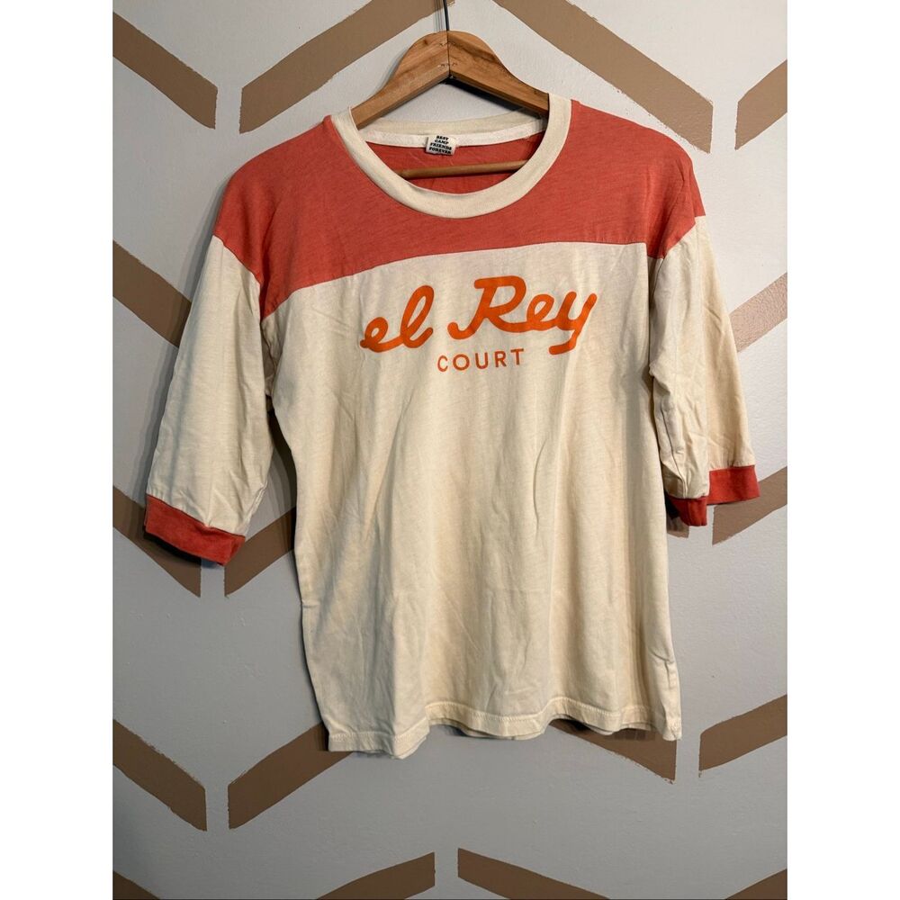 Camp Collection Cream Rust Colorblock El Rey Court Half Sleeve T-shirt XS